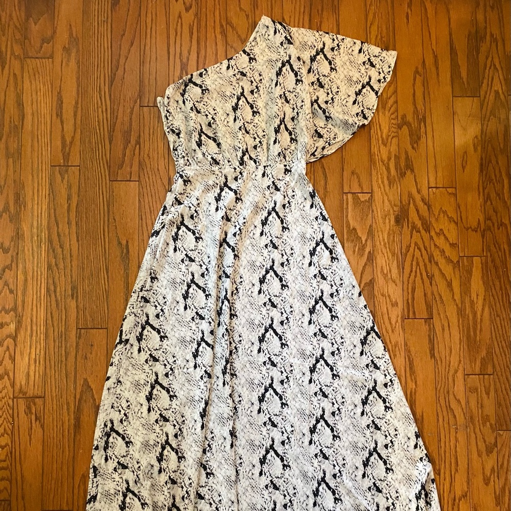 Serafina Snake Print One Shoulder Dress